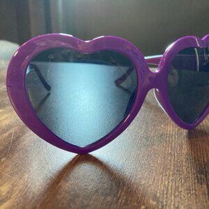 Unbranded Women's Purple Heart-Shaped Sunglasses with Gray Lenses
